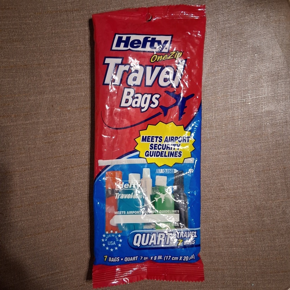 Hefty One Zip Travel Bags TSA Approved Quart Pack Of 7 New‎